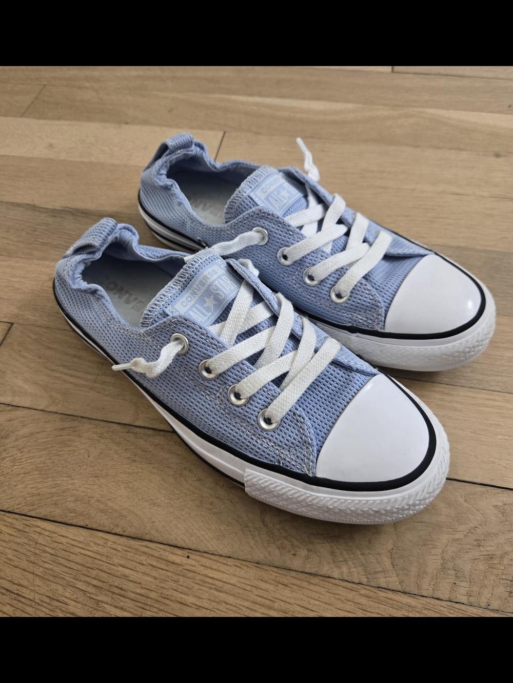 Converse Light Blue Low-Top Kids Sneakers with White Toe Cap